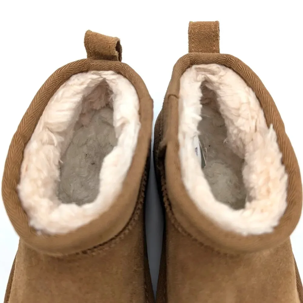 UGG Classic Ultra Mini Platform Boots Round Toe Kids' Chestnut Size US1 EU32.5